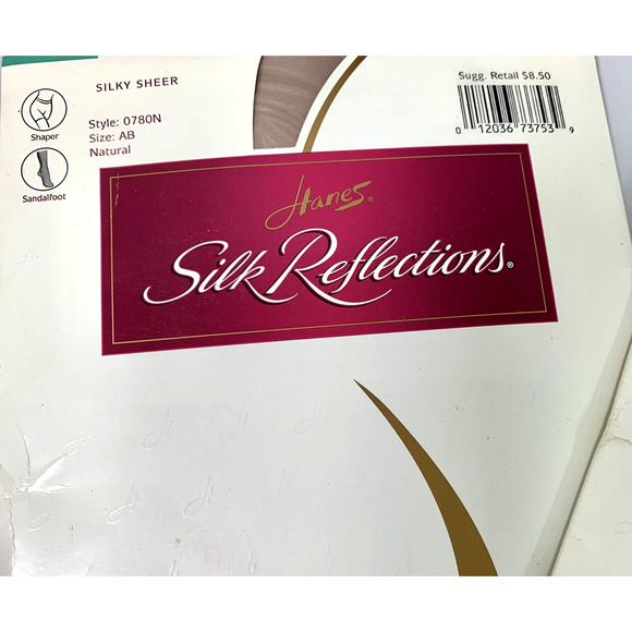 2 Pr Hanes Silk Reflections Pantyhose Sz AB Barely Black / Natural‎ Silky Sheer - Picture 3 of 5